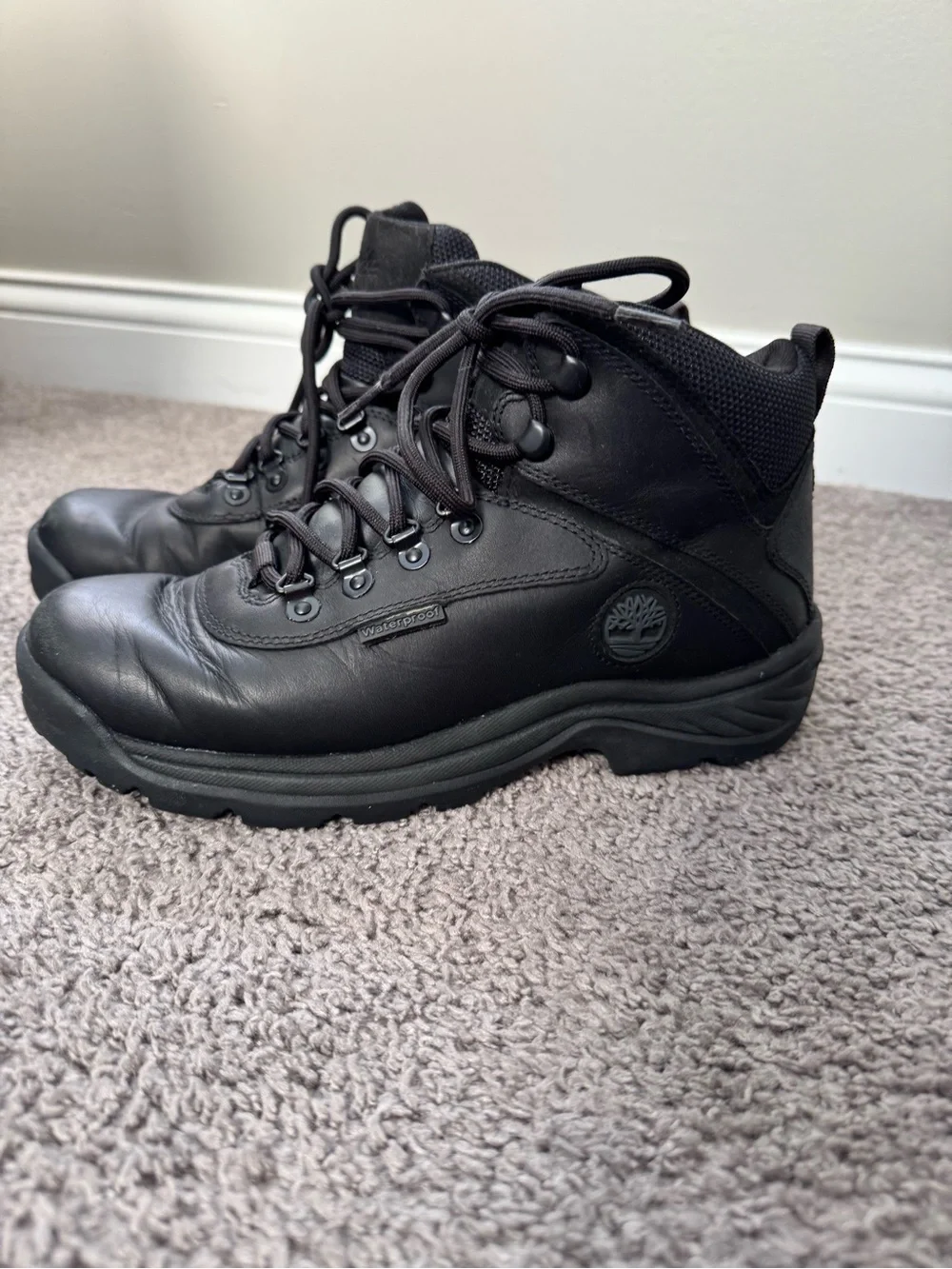 Timberland Men's Black Leather Waterproof Work Boots